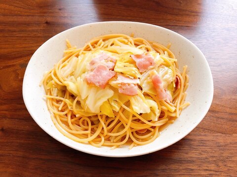 《レンチン時短》春キャベツとベーコンのパスタ